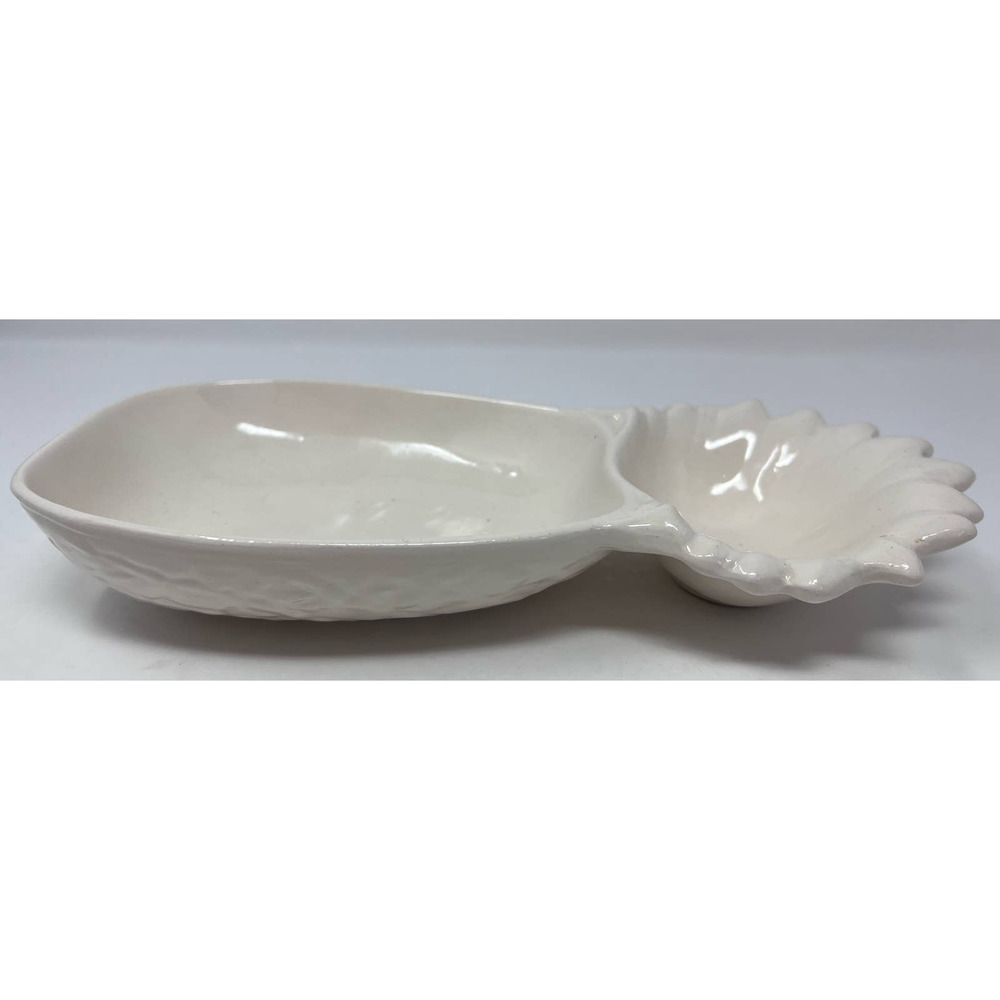 Pineapple White Candy/Nut/Trinket Dish 11" Long x 2" Tall‎